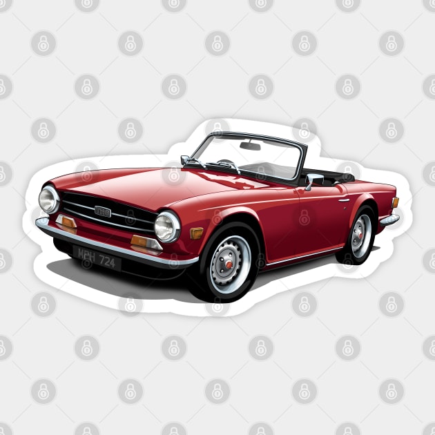 Triumph TR6 in maroon Sticker by candcretro